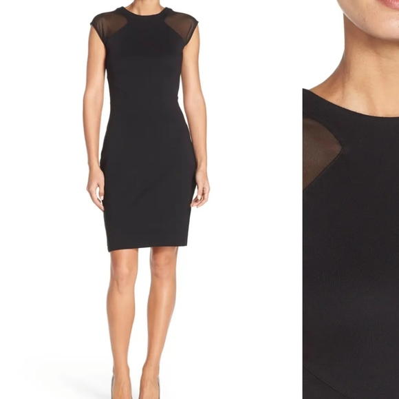 French Connection Viven Mesh Paneled Sheath Dress - Picture 4 of 12